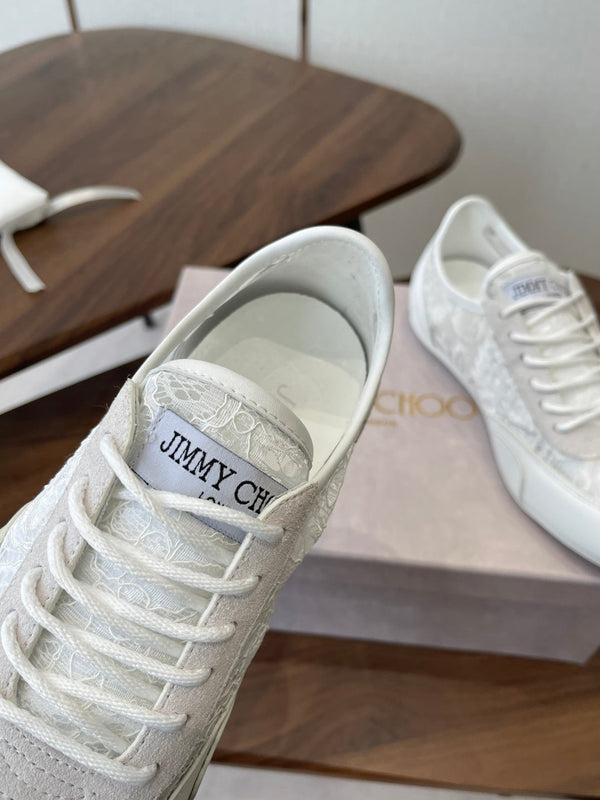 Jimmy Choo Sunny F Sneaker White Lace Leather