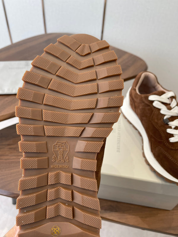 Brunello Runners With Shiny Details Brown Suede 624483