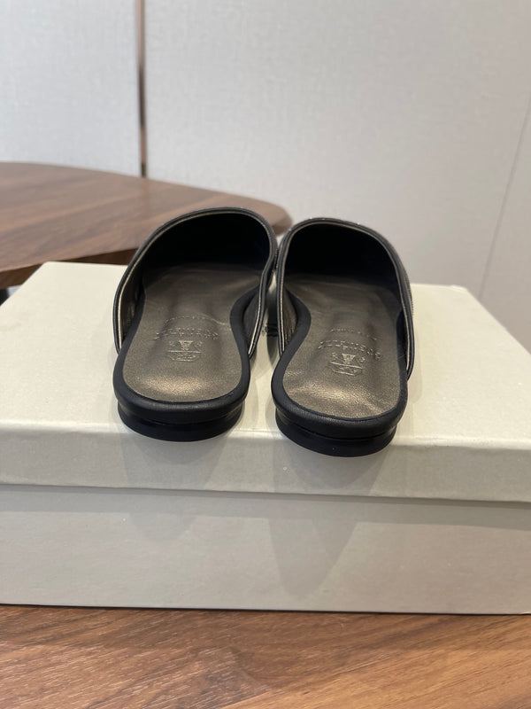 Brunello Monili-chain Mules Black Leather 624507