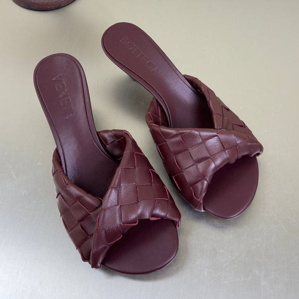 BV Blink Mule 5cm Burgundy Intrecciato Leather