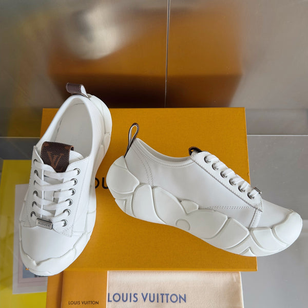 LV Bubble Sneaker 50mm White Lambskin Monogram Canvas 459763