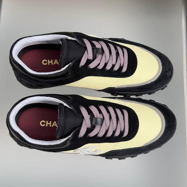 CC 26s Platform Casual Sneakers Black Yellow Suede Lambskin 962953
