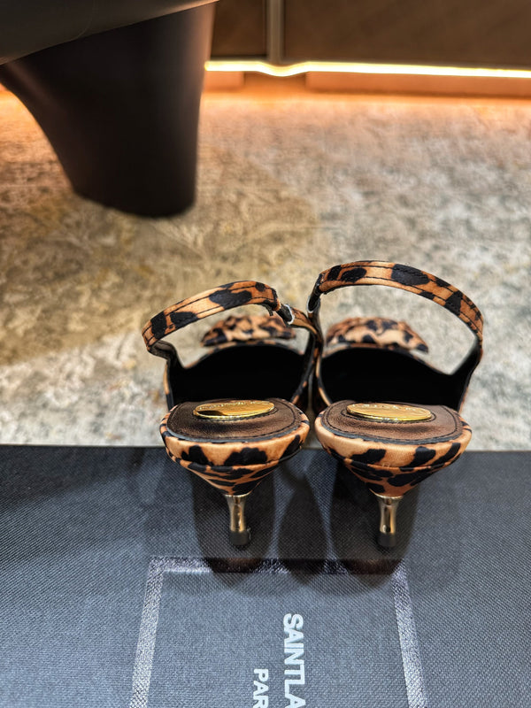 YSL Dakota Pumps 50mm Leopard Printed Satin 637208