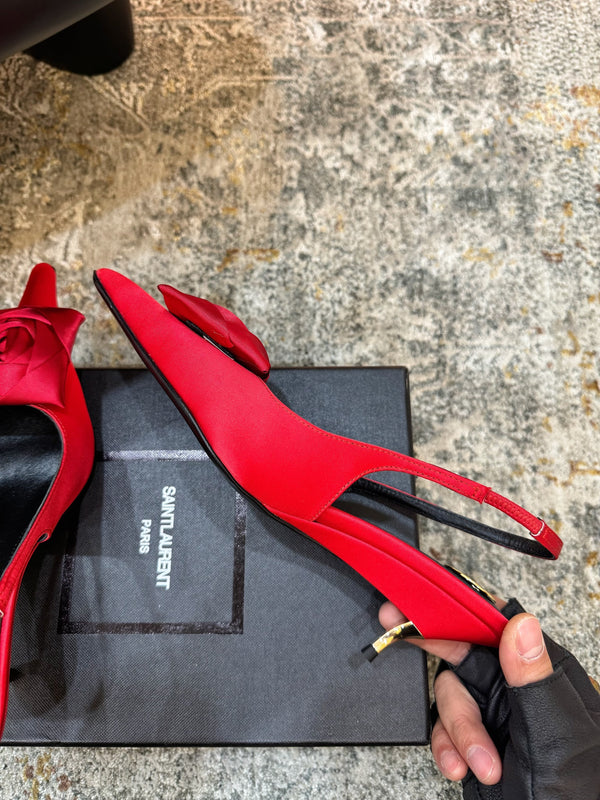 YSL Dakota Pumps 50mm Red Satin 637211