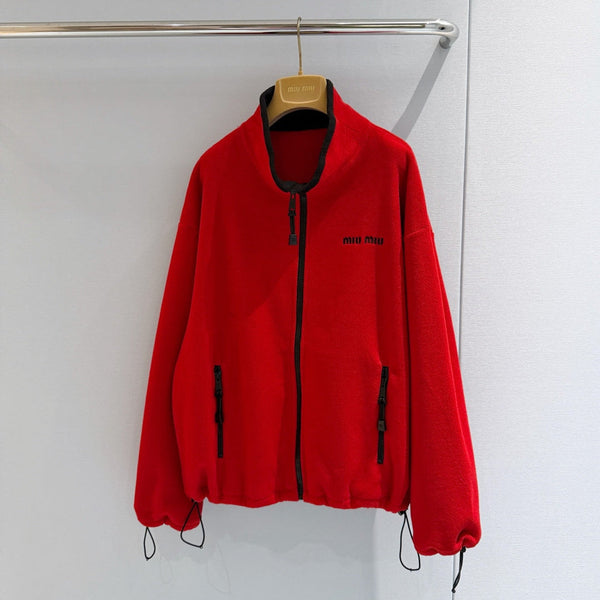 Miu 26s Stand-Collar Coat Red Polyester 418749