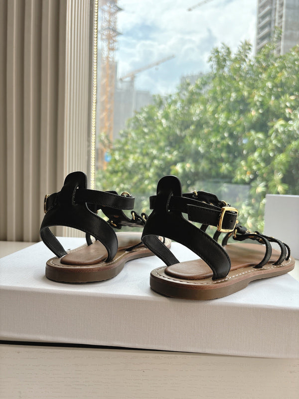 CL Lympia Gladiator Sandal In Black Tan Calfskin 319897