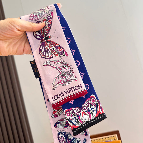 LV Twilly Mini Scarf 86 Midnight Blue Silk Twill 967477