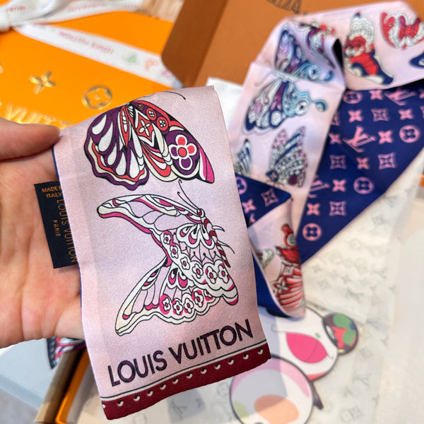 LV Twilly Mini Scarf 86 Midnight Blue Silk Twill 967477