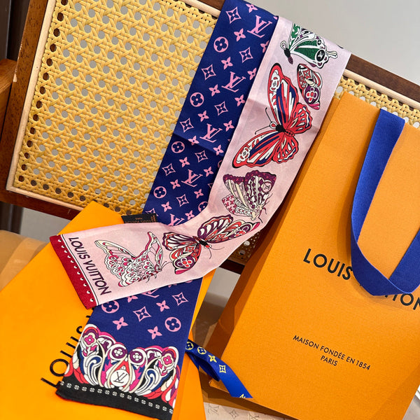 LV Twilly Mini Scarf 86 Midnight Blue Silk Twill 967477