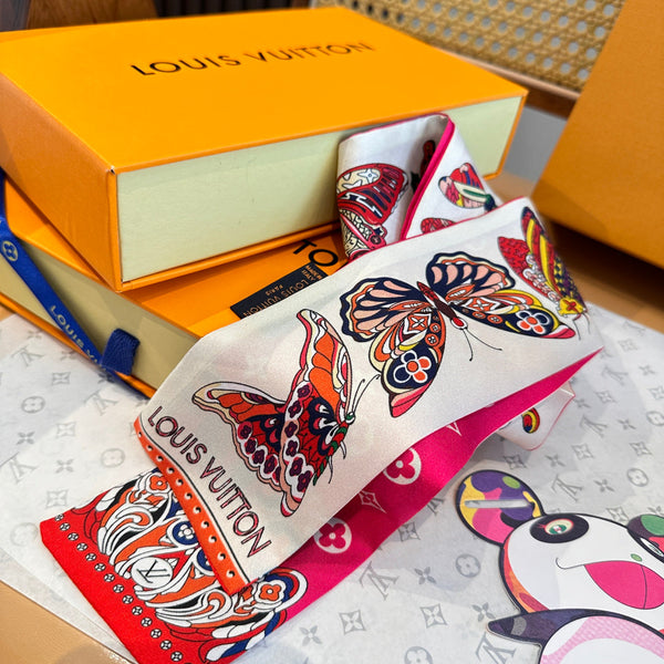 LV Twilly Mini Scarf 86 Pink Silk Twill 967479