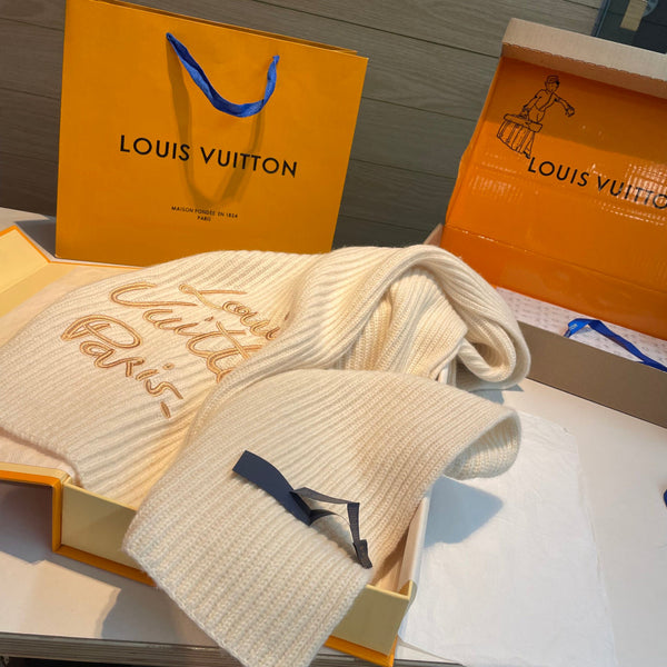 LV Exclusive Scarf 180cm White Wool 978802