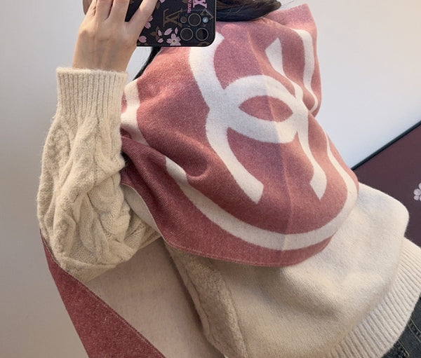 CC Large Double C Scarf 45x175cm Cashmere 145879