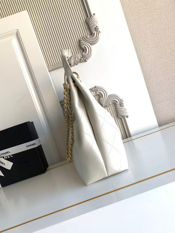 Chanel 2026 Hippie Hobo Bag 35cm White Calfskin 326214