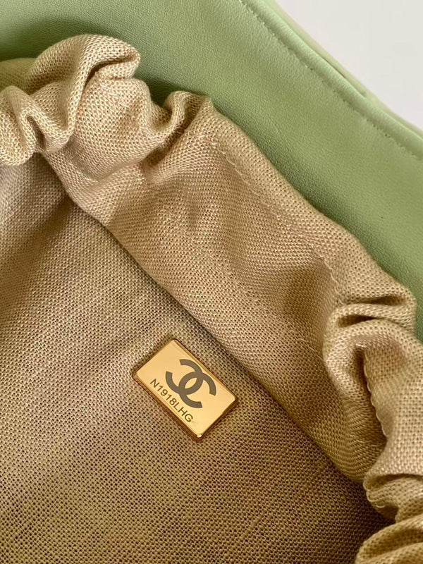 CC 2026 Basket Hobo Bag 35cm Matcha Green Calfskin