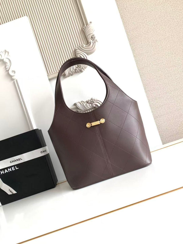 CC 2026 Basket Hobo Bag 35cm Coffee Calfskin
