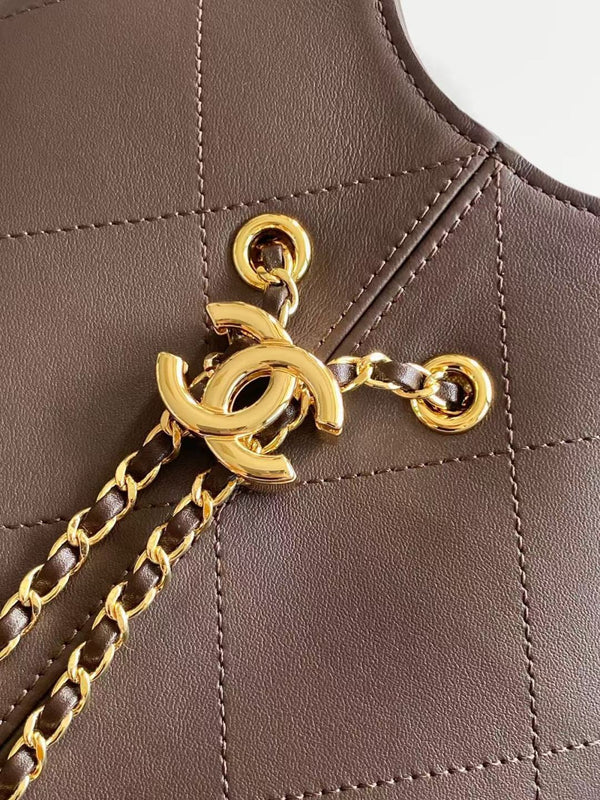 CC 2026 Basket Hobo Bag 27.5cm Coffee Calfskin