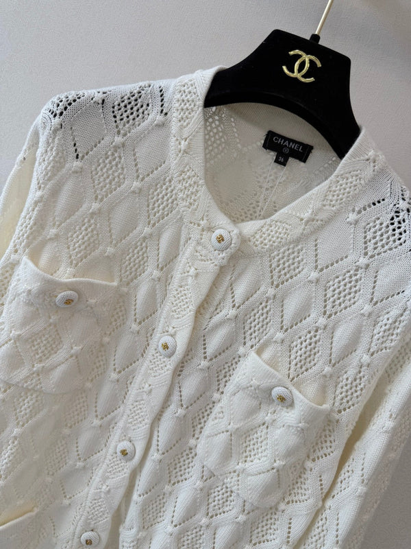 CC 26s Diamond Pattern Knit Cardigan Wool Cotton 423141