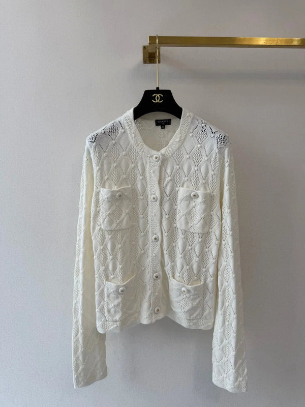 CC 26s Diamond Pattern Knit Cardigan Wool Cotton 423141