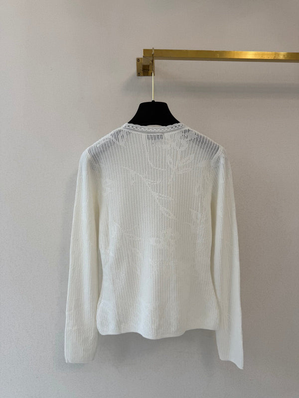 CC 26s V-Neck Long-Sleeved Pullover White Wool 423109