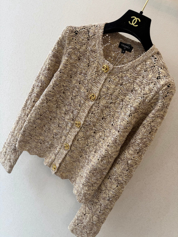CC 26s Open Knit Cardigan Beige Cotton Wool 429779