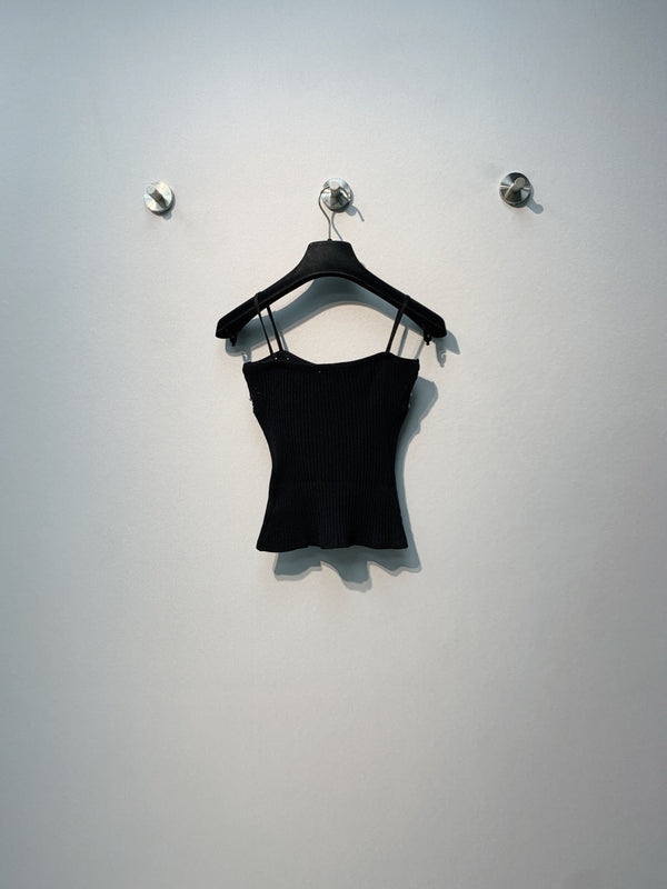 Chanel 2026 Knit Camisole White and Black Polyester Viscose