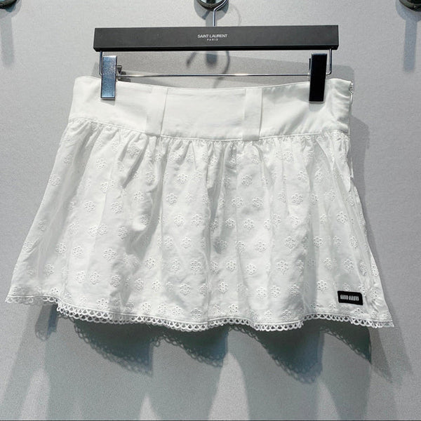Miu 2026 White Lace Mini Skirt 400393
