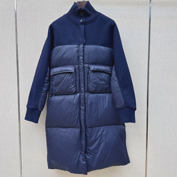 BC 26s Long Puffer Jacket Blue Down Recycled Nylon Fabric 419326