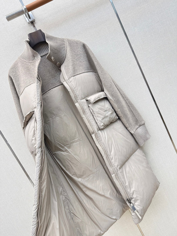 BC 26s Long Puffer Jacket Grey Down Recycled Nylon Fabric 419328