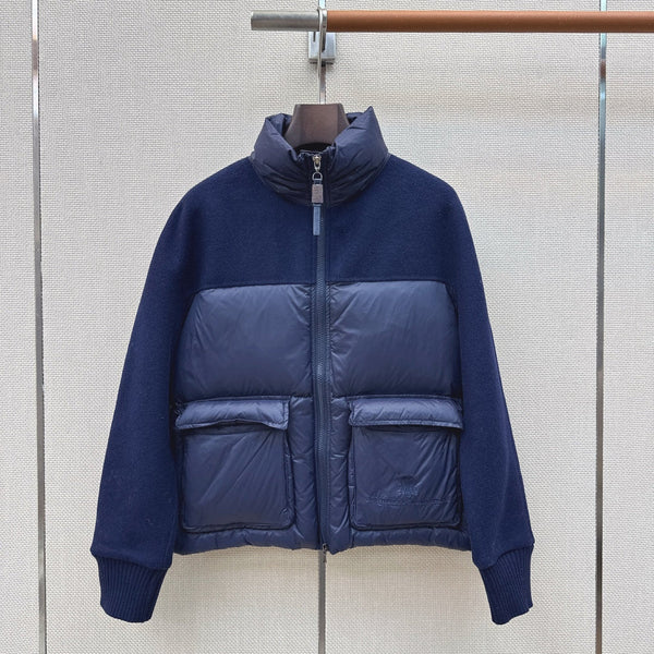 BC 26s Short Puffer Jacket Blue Down Recycled Nylon Fabric 419317