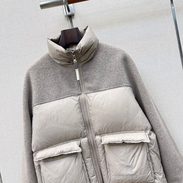 BC 26s Short Puffer Jacket Grey Down Recycled Nylon Fabric 419319