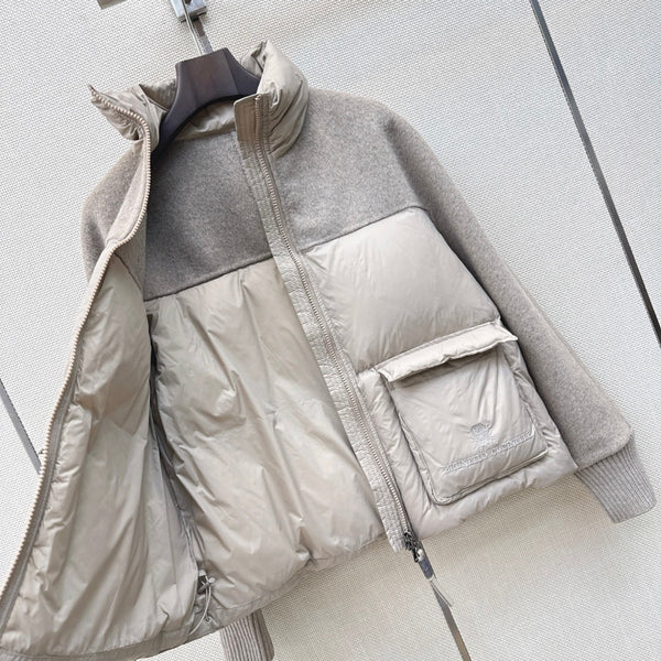 BC 26s Short Puffer Jacket Grey Down Recycled Nylon Fabric 419319