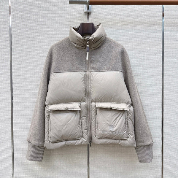 BC 26s Short Puffer Jacket Grey Down Recycled Nylon Fabric 419319
