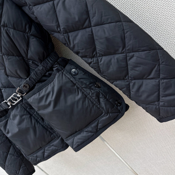 Moncler 26s Cygnes Belted Short Down Jacket Black 419291