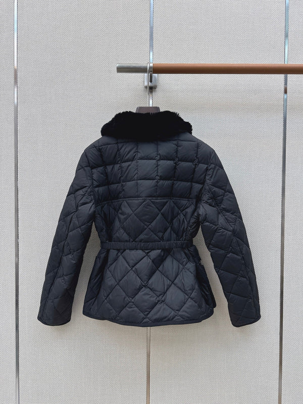 Moncler 26s Cygnes Belted Short Down Jacket Black 419291