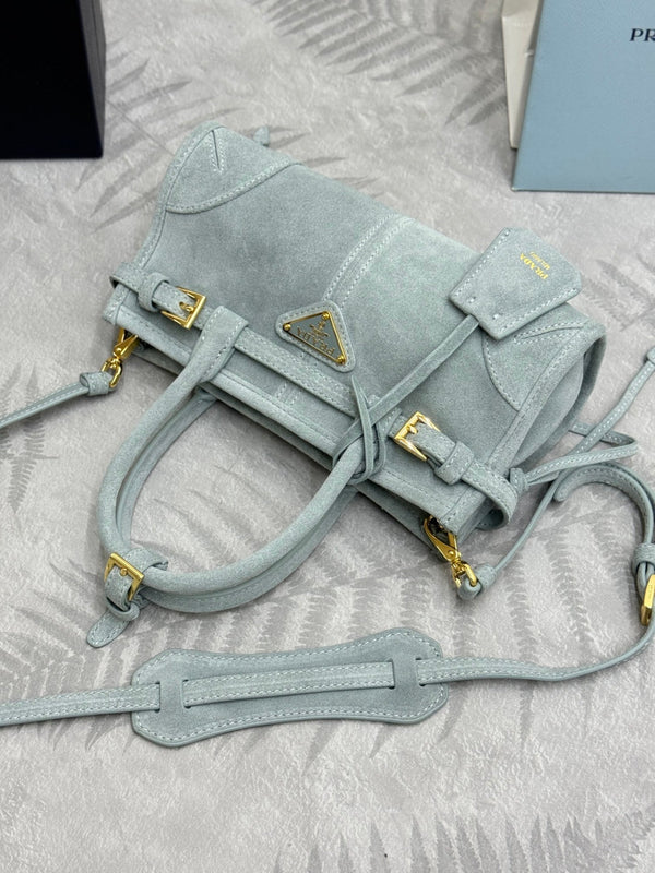 Pra Bonnie Bag 24cm Light Stale Blue Suede Leather 293794