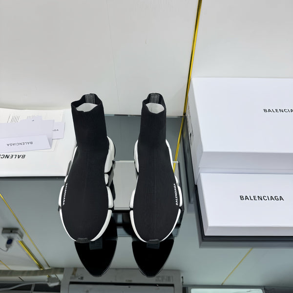 Balenciaga Speed Sneakers Black White Polyester Elastane 832616