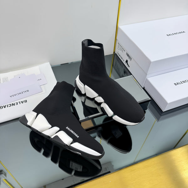 Balenciaga Speed Sneakers Black White Polyester Elastane 832616