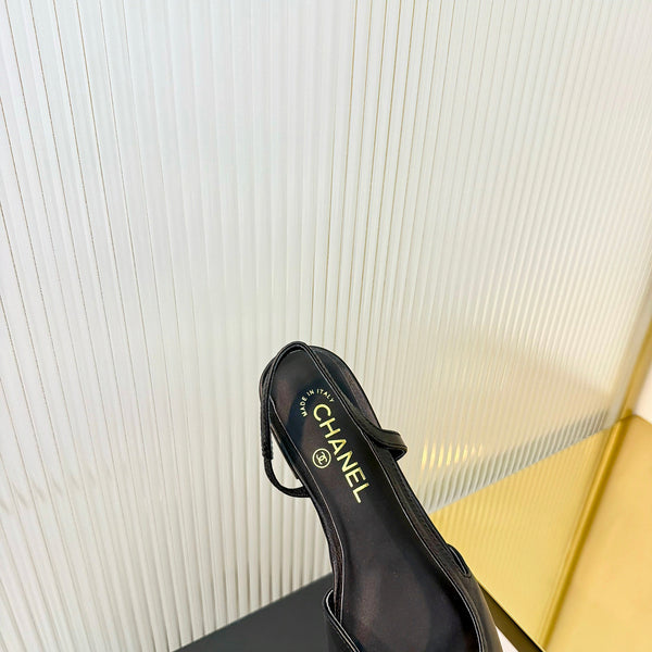 CC 26 Slingback Flat Black Red Lambskin 714029