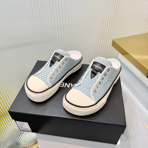 CC 26s Casual Sports Mules White Blue Denim 924004