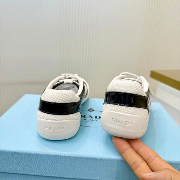 Prad 26s Speedrock Sneakers White Black Patent Leather Mesh Fabric 986640