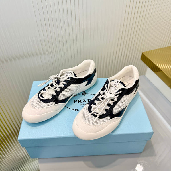 Prad 26s Speedrock Sneakers White Black Patent Leather Mesh Fabric 986640
