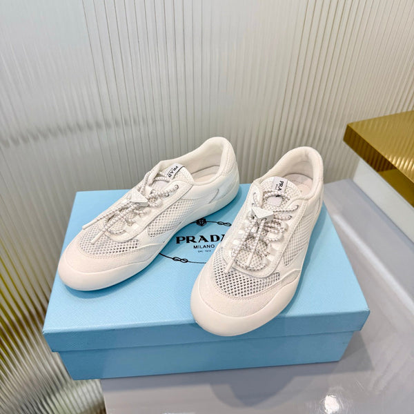 Prad 26s Speedrock Sneakers White Patent Leather Mesh Fabric 986641
