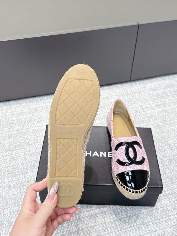 CC Espadrilles Black Pink Tweed Patent Leather 653917