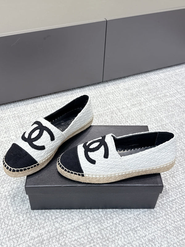 CC Espadrilles Black White Tweed 653919