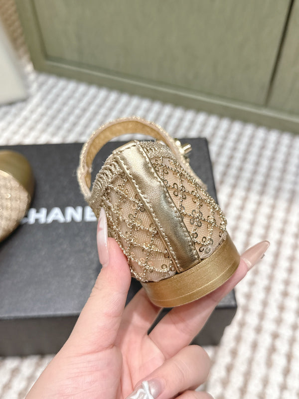CC 25s AW Ballet Flat Gold Sequin Woven 612349