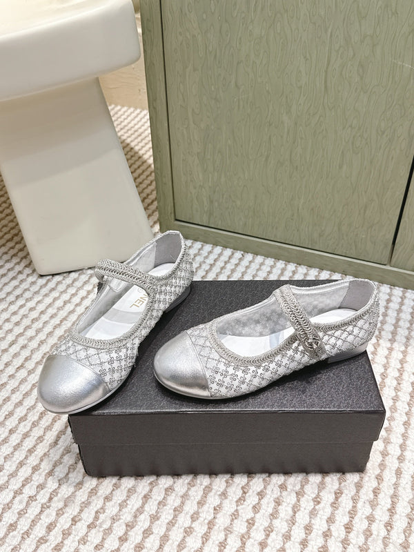 CC 25s AW Ballet Flat Sliver Sequin Woven 612350