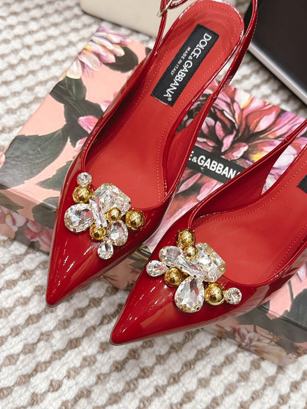 DG Rainbow Slingbacks Red Patent Leather 663072