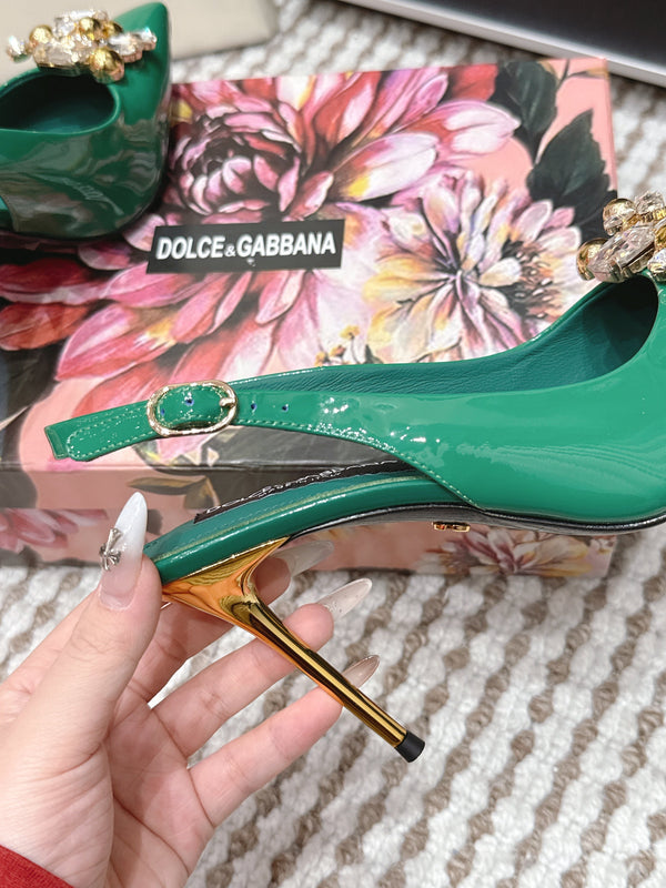 DG Rainbow Slingbacks Teal Green Patent Leather 663073