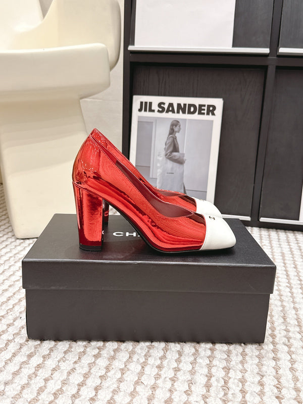 CC 2026 Pump 9cm Red White Patent Leather 721424