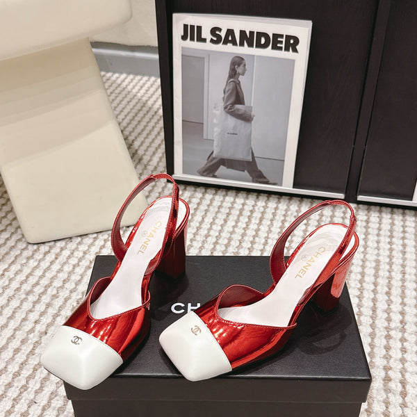 CC 2026 Slingbacks 9cm Red White Patent Leather 721442